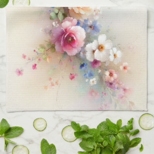 Aanpasbare Elegante Waterverf Aquarel Bloemen Theedoek