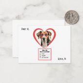 Aanpasbare Engelse Foxhound Valentijn  Notitiekaartje (Voorkant / Achterkant in situ)