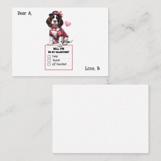 Aanpasbare Engelse Springer Spaniel Valentijn Notitiekaartje (Voorkant / Achterkant)