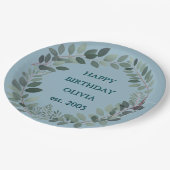 Aanpasbare Eucalyptus Waterverfblad lichtblauw Papieren Bordje (Gekanteld)