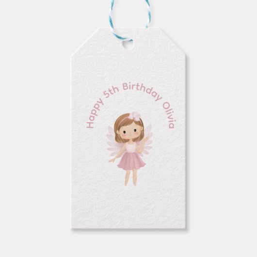 Aanpasbare Fairy Happy Birthday Cadeaulabel (Voorkant)