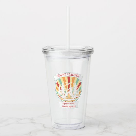 Aanpasbare familiecamping, naam toevoegen acryl drinkbeker (Voorkant)