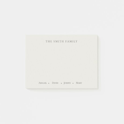 Aanpasbare familienaam personalisatie | Beige Post-it® Notes (Voorkant)