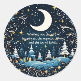 Aanpasbare Fantasievolle Kerstwensen Ronde Sticker