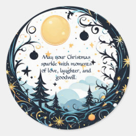 Aanpasbare Fantasievolle Kerstwensen Ronde Sticker