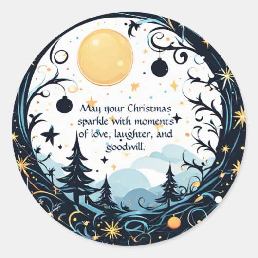 Aanpasbare Fantasievolle Kerstwensen Ronde Sticker (Voorkant)