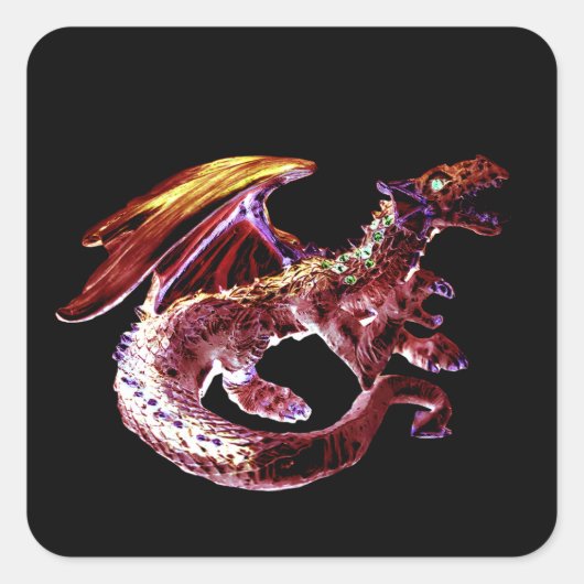 Aanpasbare Fantasy Robijn Rood Draak Vierkante Sticker (Voorkant)