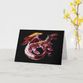 Aanpasbare Fantasy Robijnrode Draak Wenskaart Kaart (Gele Bloem)