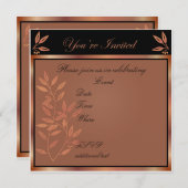 Aanpasbare feestuitnodiging in bronstinten kaart (Voorkant / Achterkant)