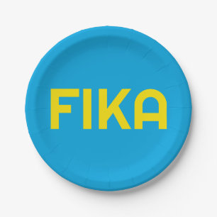Aanpasbare FIKA Vet Geel en Blauw Papieren Bordje