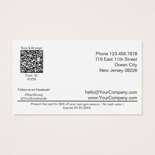 Aanpasbare Fitness Beginner Promo Gift Voucher Kaa Visitekaartje (Achterkant)