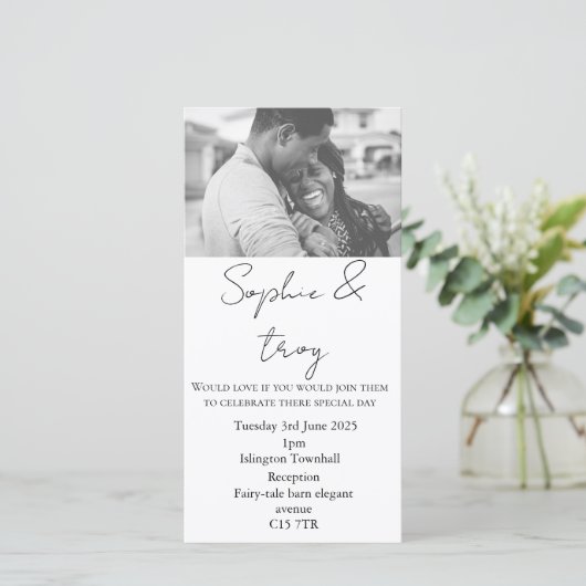 Aanpasbare foto bruiloft uitnodiging (Staand voorkant)