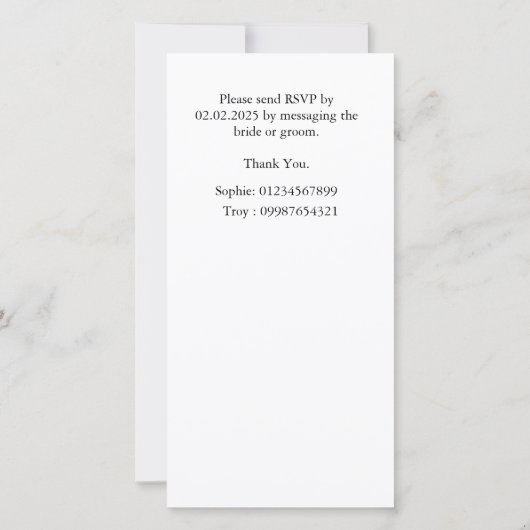 Aanpasbare foto bruiloft uitnodiging (Achterkant)