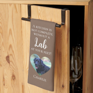 Aanpasbare foto & hondennaam Lab chocoladebruin Theedoek