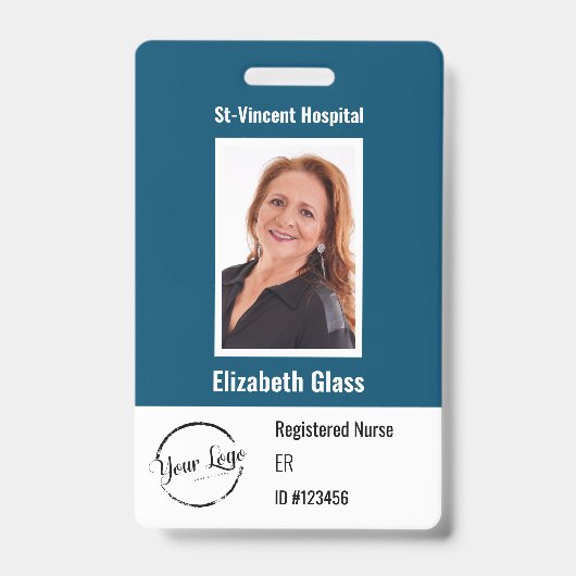 Aanpasbare foto-ID-badge met logo Badge (Voorzijde)