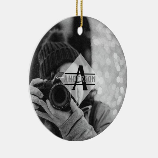 Aanpasbare FOTO Monogram Cadeaus Modern Keramisch Ornament (Rechts)