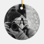 Aanpasbare FOTO Monogram Cadeaus Modern Keramisch Ornament (Voorkant)