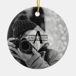Aanpasbare FOTO Monogram Cadeaus Modern Keramisch Ornament