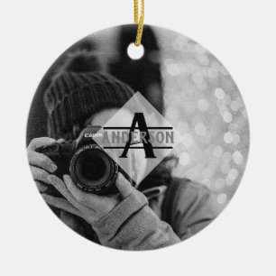 Aanpasbare FOTO Monogram Cadeaus Modern Keramisch Ornament