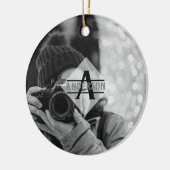 Aanpasbare FOTO Monogram Cadeaus Modern Keramisch Ornament (Links)