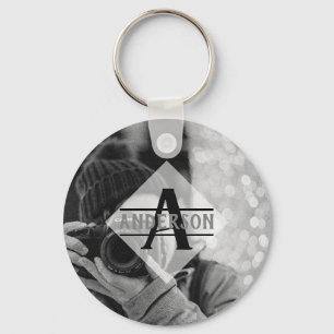 Aanpasbare FOTO Monogram Cadeaus Modern Sleutelhanger