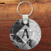 Aanpasbare FOTO Monogram Cadeaus Modern Sleutelhanger (Voorkant)