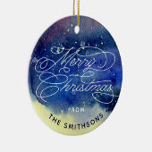 Aanpasbare foto Schattige marineblauwe kerst Keramisch Ornament (Rechts)