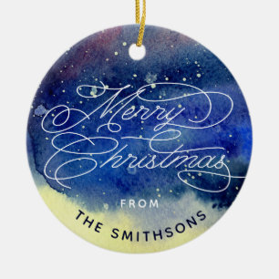 Aanpasbare foto Schattige marineblauwe kerst Keramisch Ornament