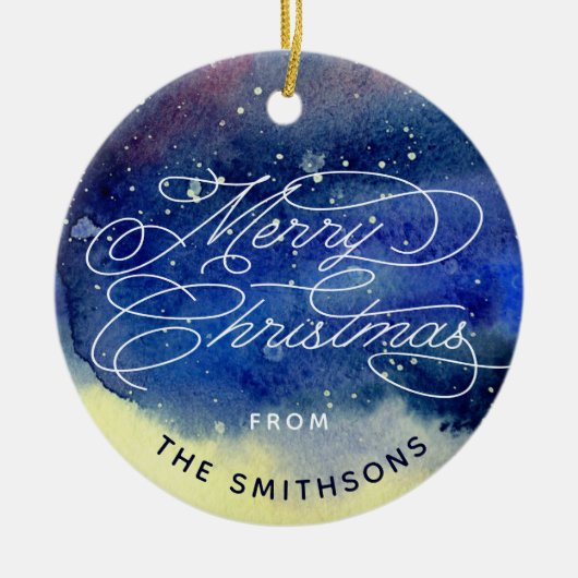 Aanpasbare foto Schattige marineblauwe kerst Keramisch Ornament (Voorkant)