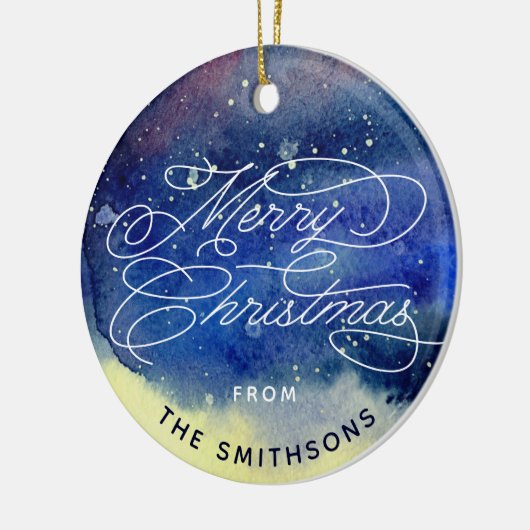 Aanpasbare foto Schattige marineblauwe kerst Keramisch Ornament (Links)