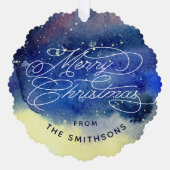 Aanpasbare foto Schattige marineblauwe kerst Ornament Kaart (Voorkant)