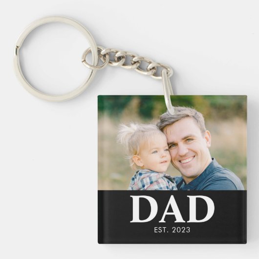 Aanpasbare Foto Vader Opgerichte Vaderdag Sleutelhanger (Voorkant)
