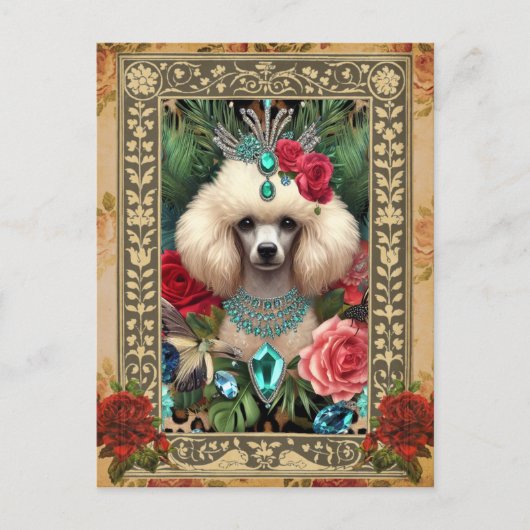 Aanpasbare Fotokaart - Witte Poodle Briefkaart (Voorkant)