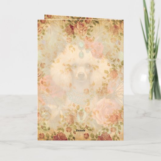 Aanpasbare Fotokaart - Witte Poodle Kaart (Achterkant)