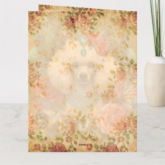 Aanpasbare Fotokaart - Witte Poodle Kaart (Achterkant)