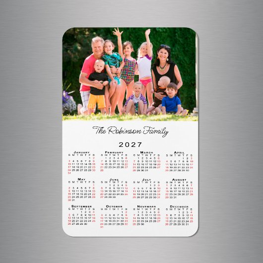 Aanpasbare fotonaam 2027 kalender magneet