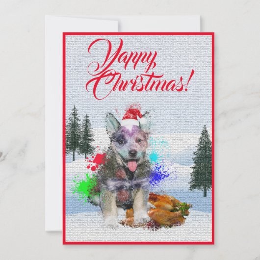 Aanpasbare Funny Blue Heeler Dog Yappy Xmas Kaart (Voorkant)