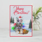 Aanpasbare Funny Blue Heeler Dog Yappy Xmas Kaart (Staand voorkant)