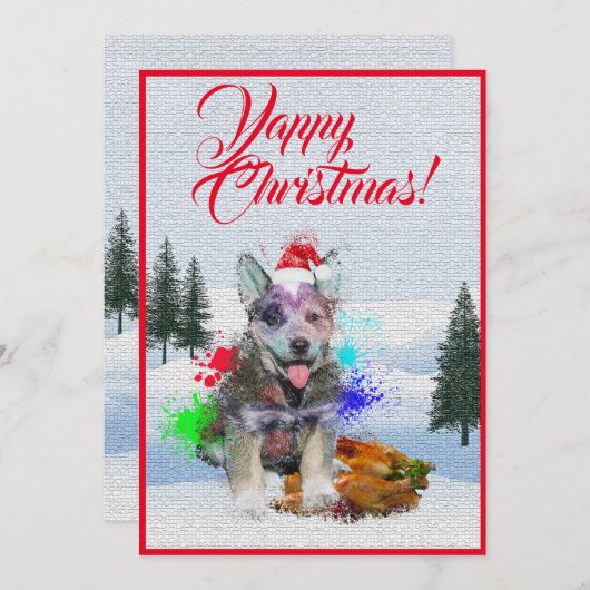 Aanpasbare Funny Blue Heeler Dog Yappy Xmas Kaart (Voorkant / Achterkant)