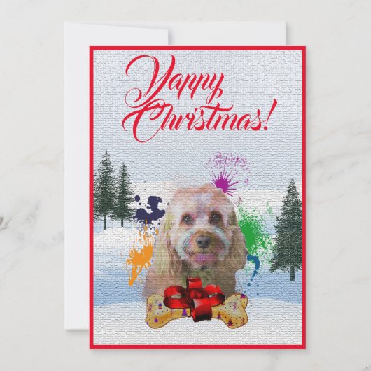 Aanpasbare Funny Cavapoo Dog Yappy Xmas Kaart (Voorkant)
