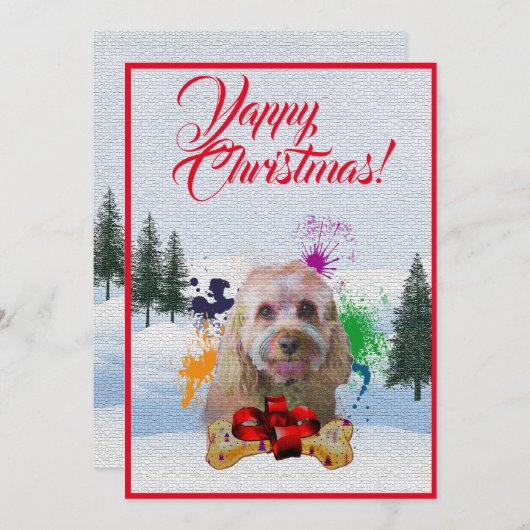 Aanpasbare Funny Cavapoo Dog Yappy Xmas Kaart (Voorkant / Achterkant)