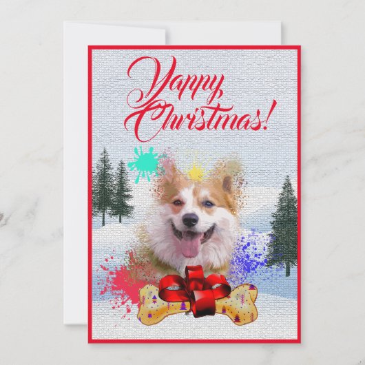 Aanpasbare Funny Corgi Dog Yappy Xmas Kaart (Voorkant)