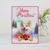 Aanpasbare Funny Corgi Dog Yappy Xmas Kaart (Staand voorkant)