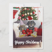 Aanpasbare Funny Dachshund Dog Yappy Xmas Kaart (Voorkant)