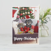 Aanpasbare Funny Dachshund Dog Yappy Xmas Kaart (Staand voorkant)