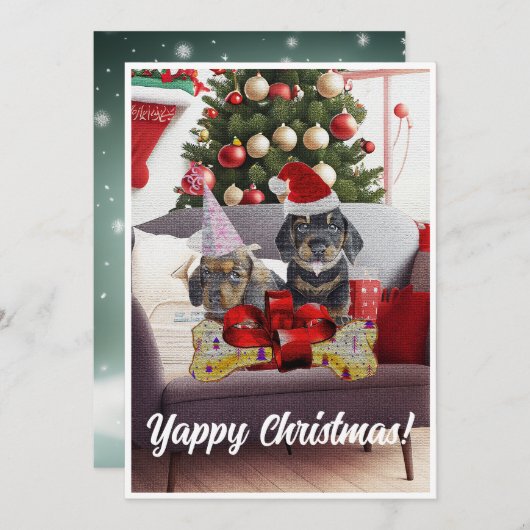 Aanpasbare Funny Dachshund Dog Yappy Xmas Kaart (Voorkant / Achterkant)