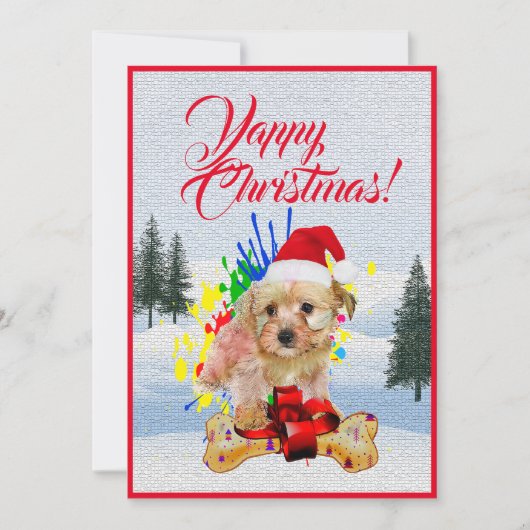 Aanpasbare Funny Morkie Dog Christmas Kaart (Voorkant)