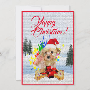 Aanpasbare Funny Morkie Dog Christmas Kaart