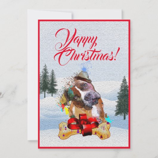 Aanpasbare Funny Pittie Dog Christmas Kaart (Voorkant)