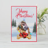 Aanpasbare Funny Pittie Dog Christmas Kaart (Staand voorkant)